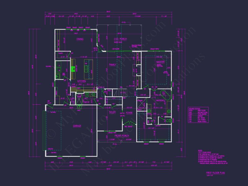 Elegant house Plan with 4 Bedrooms, CAD Designs & Blueprint Layout