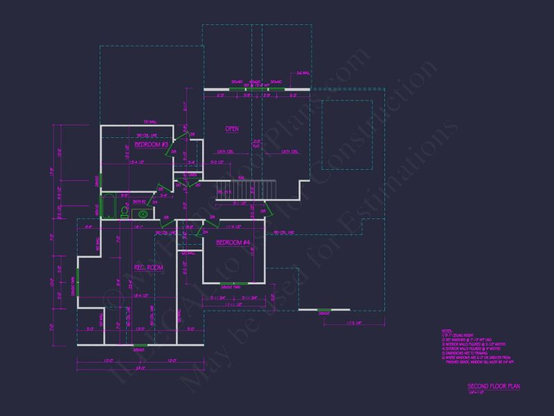 Elegant house Plan with 4 Bedrooms, CAD Designs & Blueprint Layout