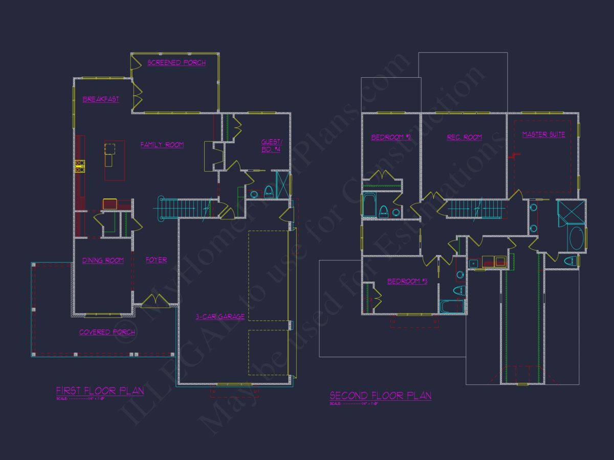 Elegant house Plan with 4 Bedrooms, Floor Plan & CAD Design