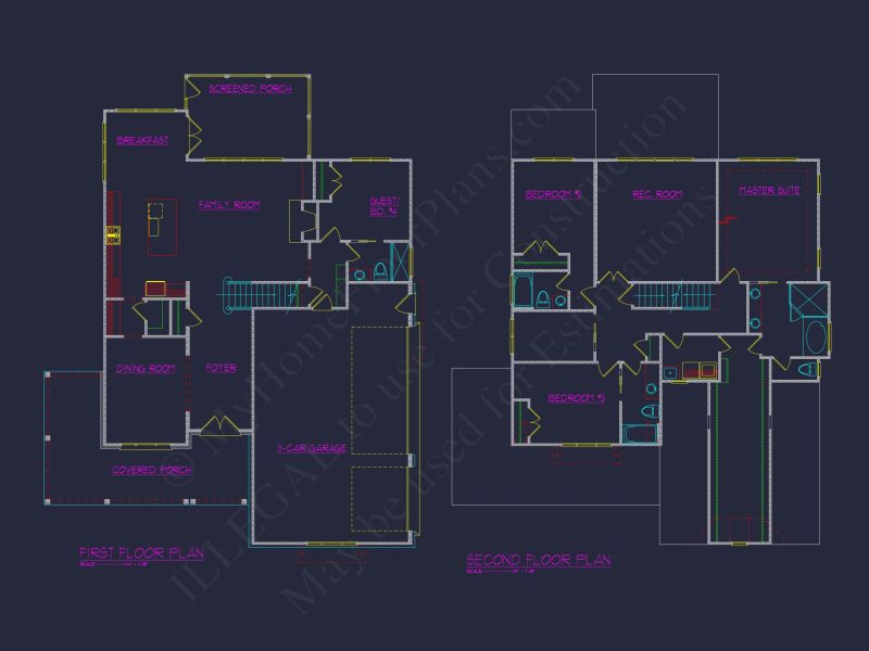 Elegant house Plan with 4 Bedrooms, Floor Plan & CAD Design