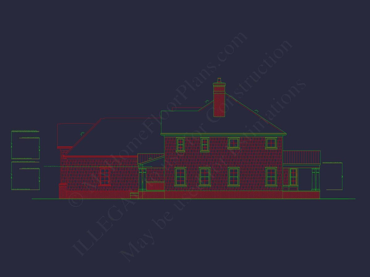 Elegant house Plan with 4 Bedrooms, Floor Plan, and CAD Design
