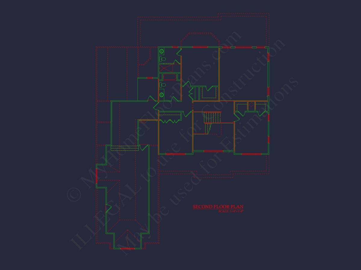 Elegant house Plan with 4 Bedrooms, Floor Plan, and CAD Design