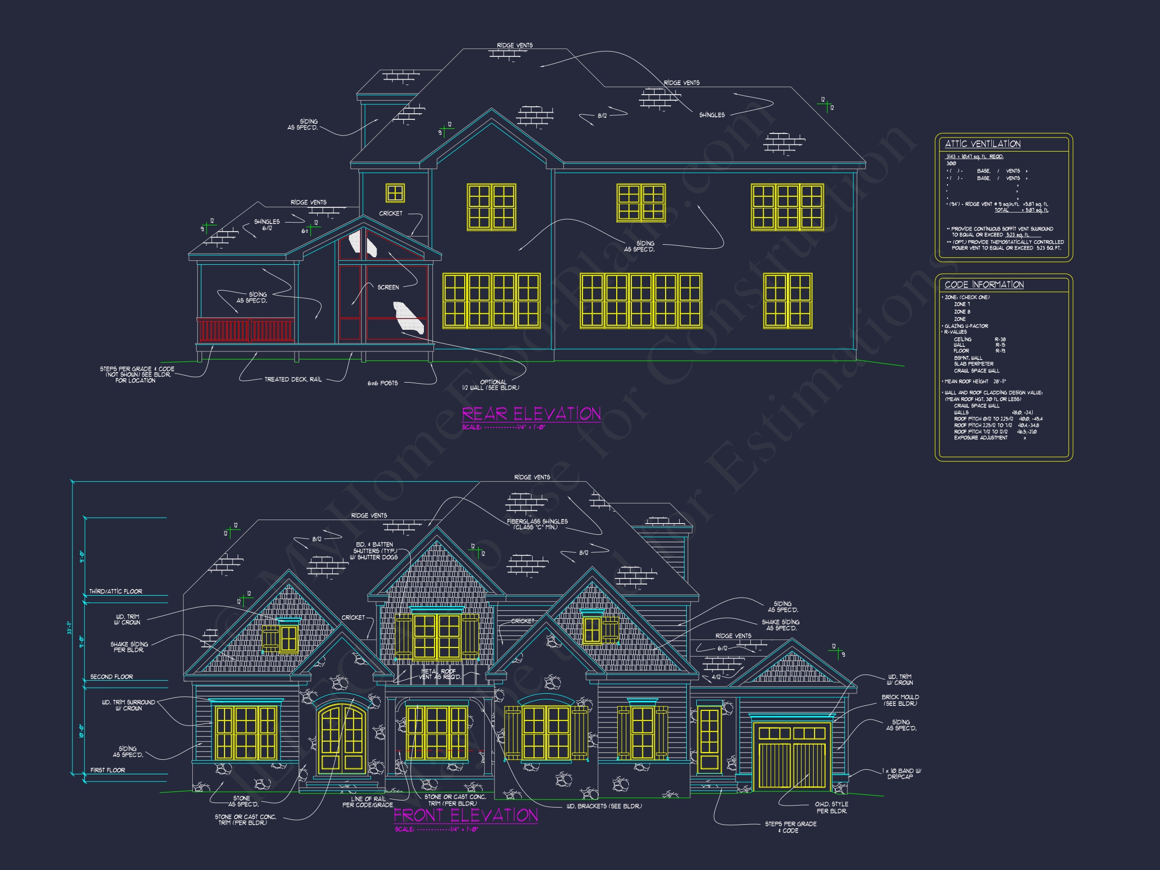 Elegant Home Plan with 5 Beds,5 Baths & Architectural CAD Designs