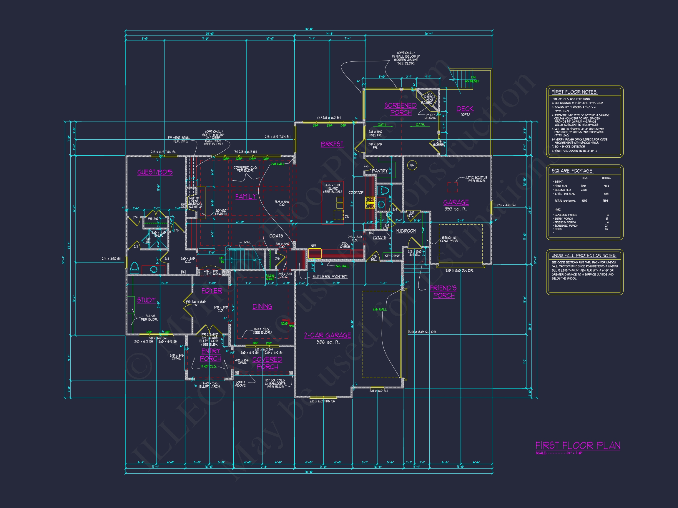 Elegant Home Plan with 5 Beds,5 Baths & Architectural CAD Designs