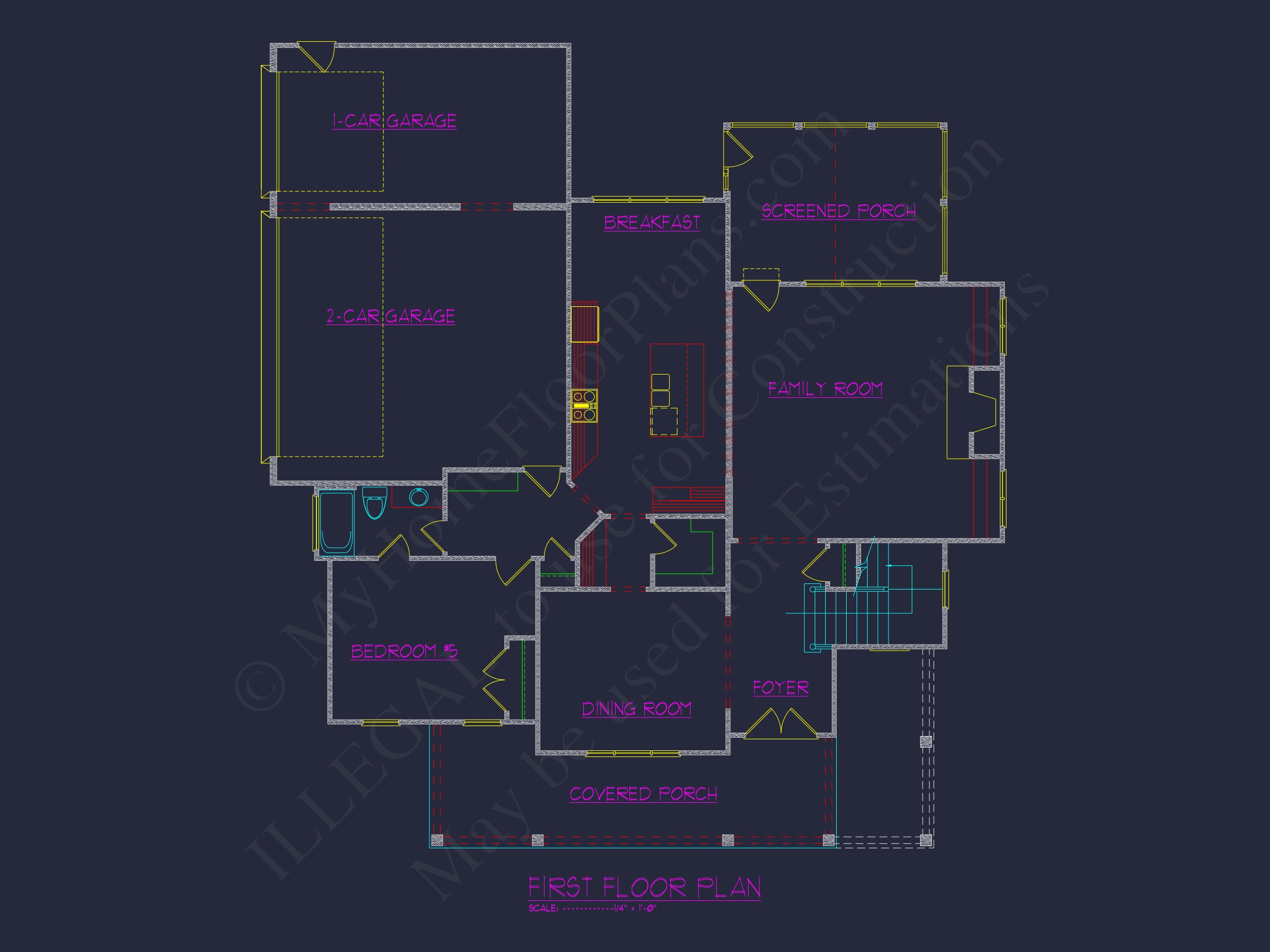 Elegant Home Plan with 5 Beds,CAD Designs,and Spacious Floor Plan