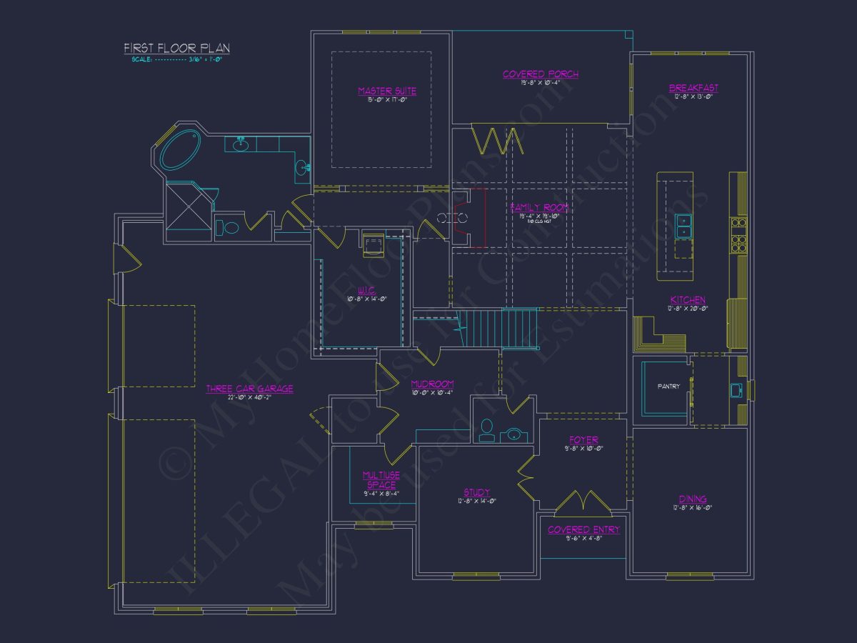 Elegant house Plan with CAD Designs - Spacious Blueprint Architecture