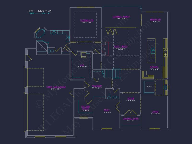 Elegant house Plan with CAD Designs - Spacious Blueprint Architecture
