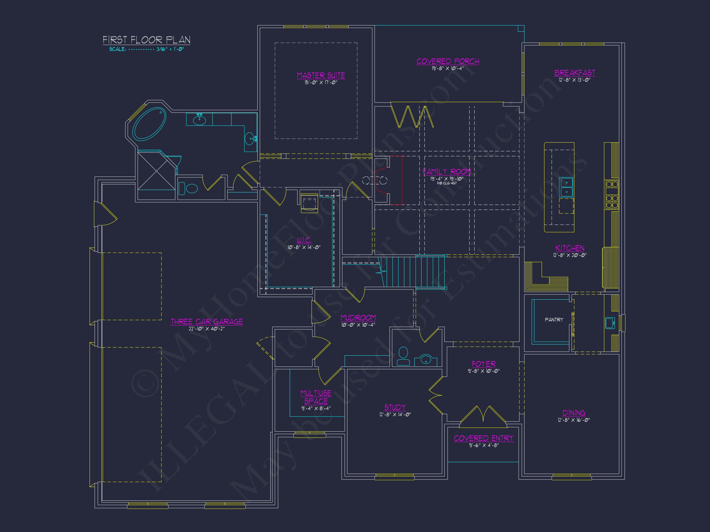 Elegant Home Plan with CAD Designs - Spacious Blueprint Architecture