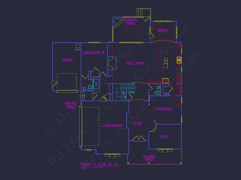 Elegant house Plan with CAD Designs and Traditional Blueprint