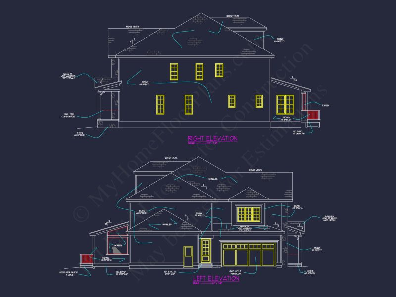 Elegant house Plan with CAD Designs and Traditional Blueprint