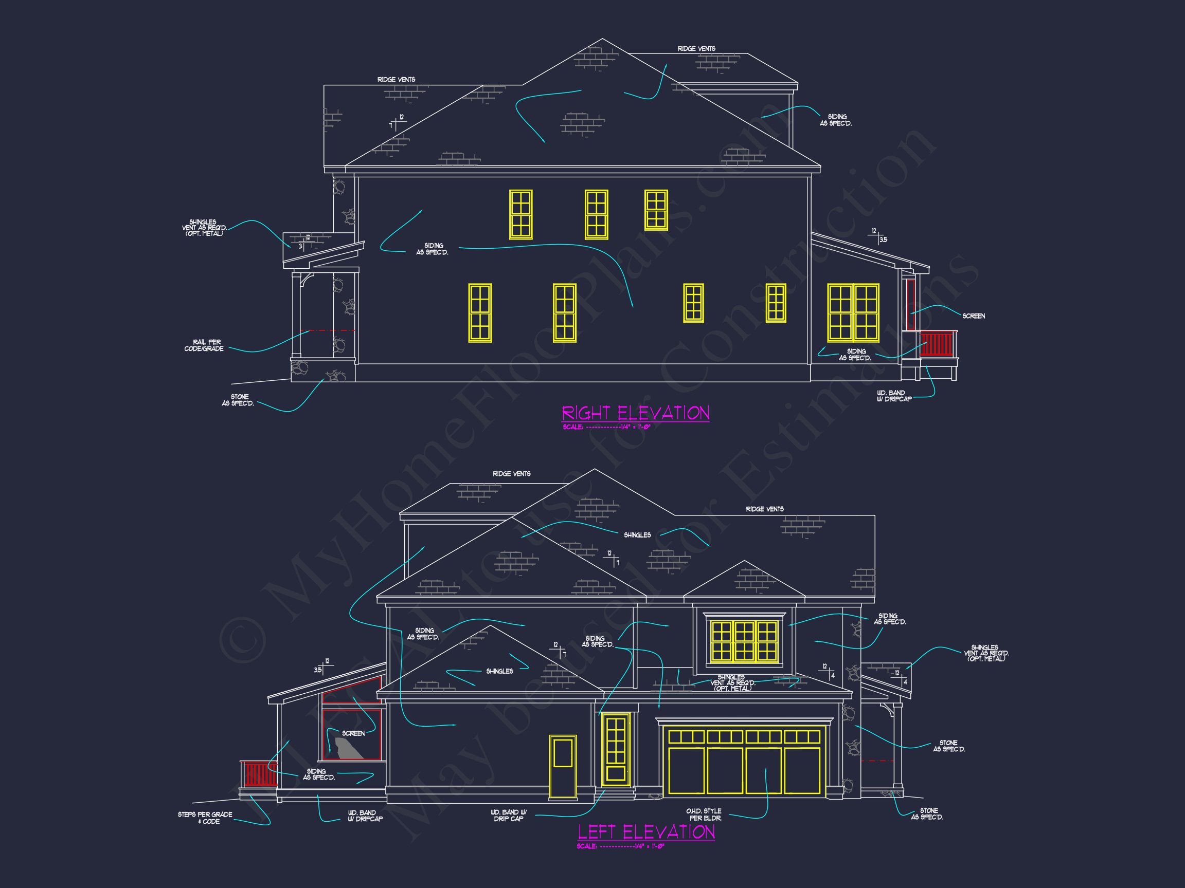 Elegant house Plan with CAD Designs and Traditional Blueprint