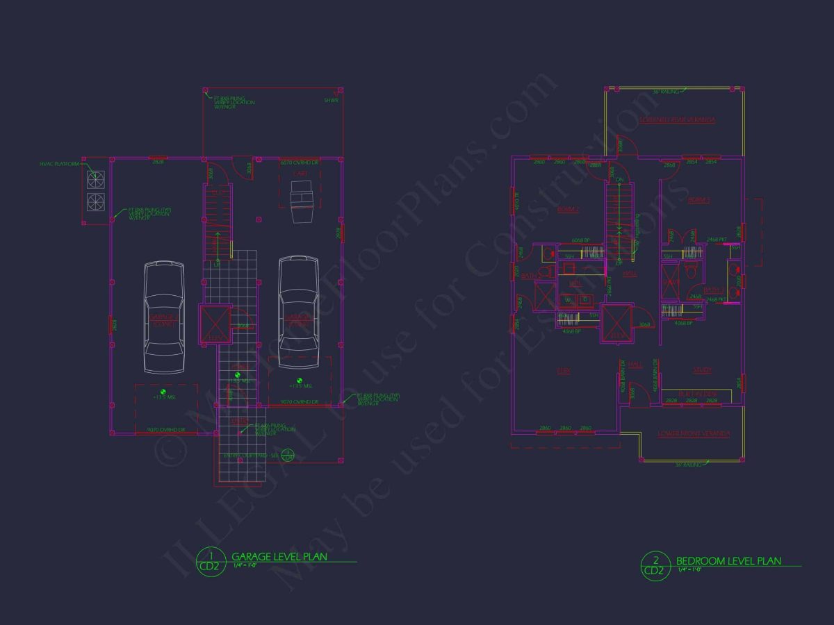 Elegant house Plan with CAD Floor Designs and Architectural Blueprint