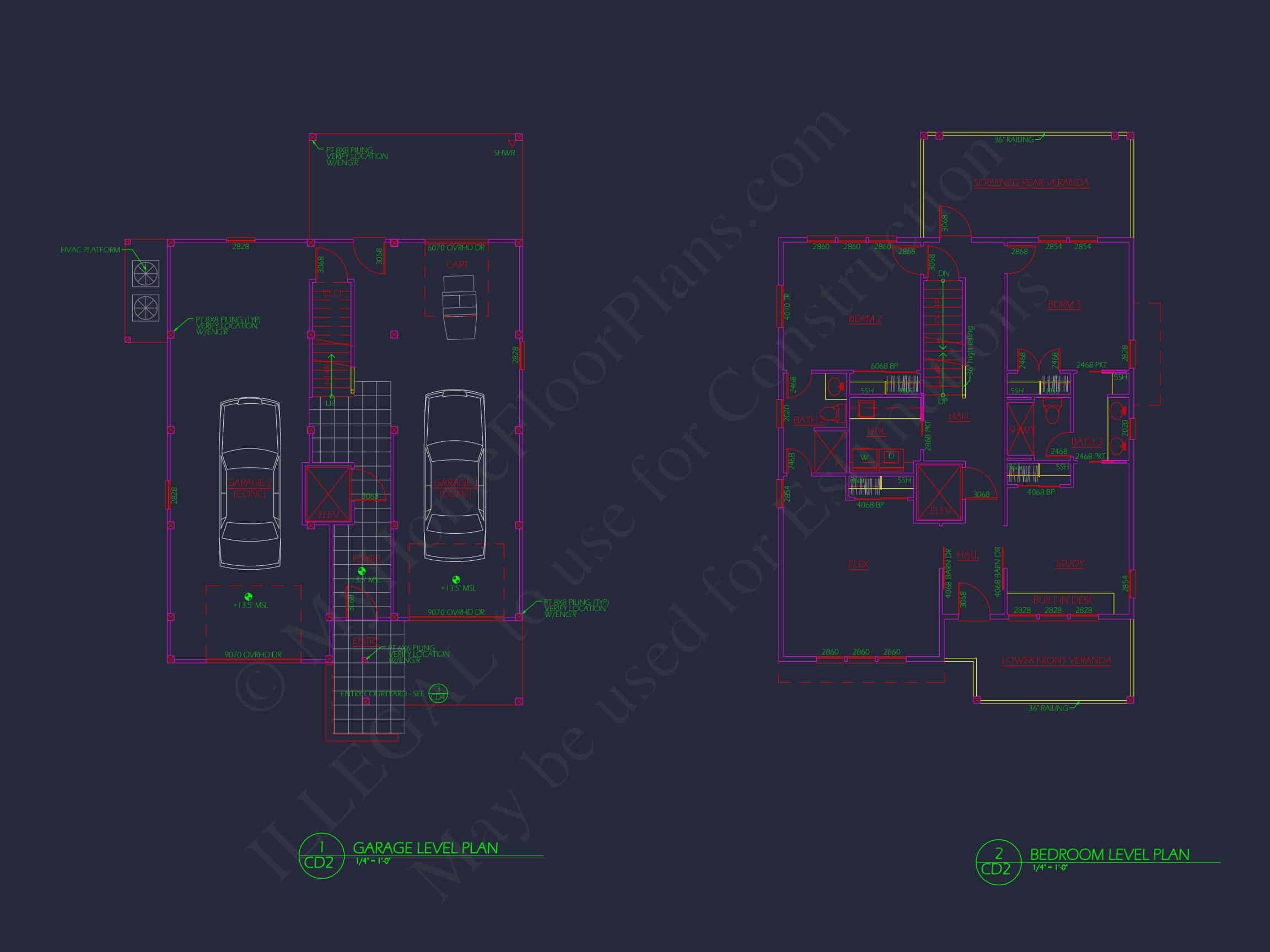 Elegant house Plan with CAD Floor Designs and Architectural Blueprint