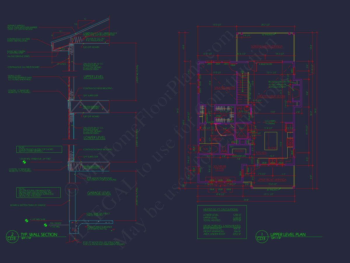 Elegant house Plan with CAD Floor Designs and Architectural Blueprint
