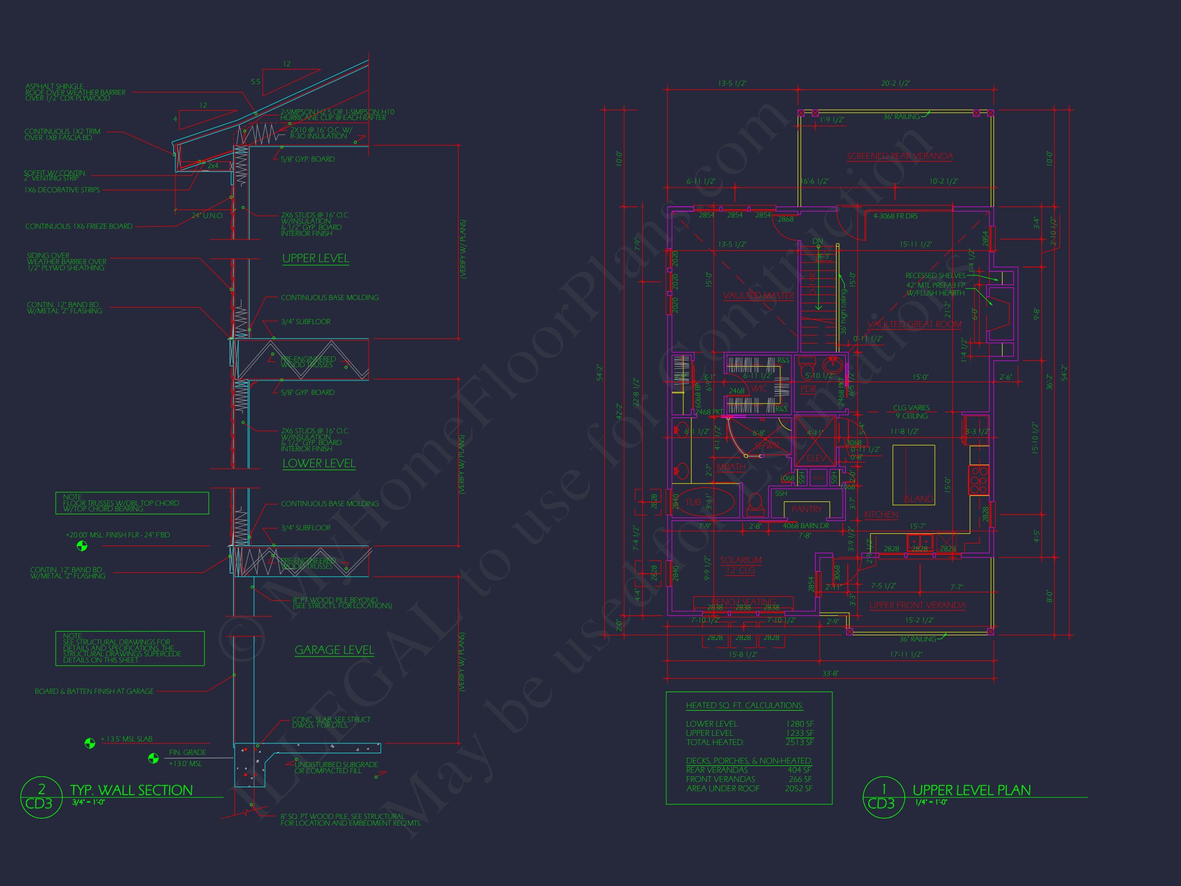 Elegant house Plan with CAD Floor Designs and Architectural Blueprint