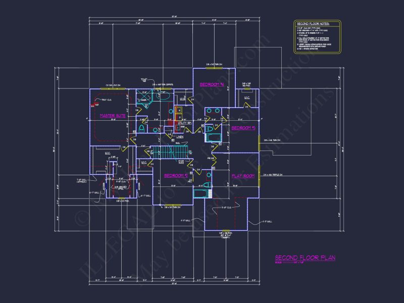 Elegant house Plan with Detailed Blueprint Designs and CAD Architecture