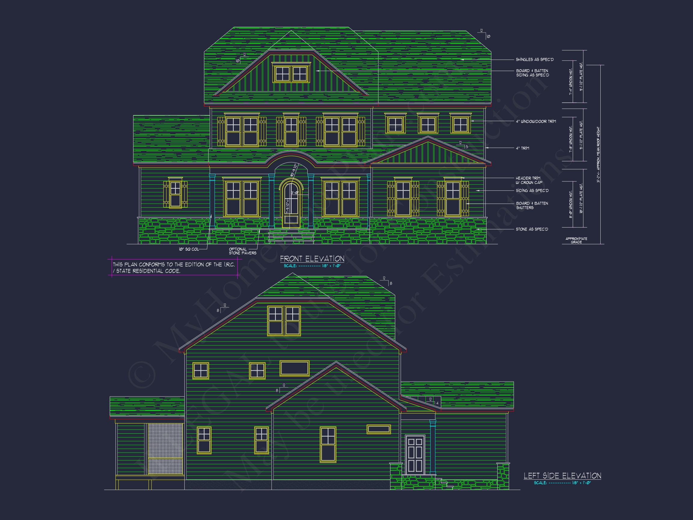 Elegant Home Plan with Detailed Blueprint & Modern Architecture