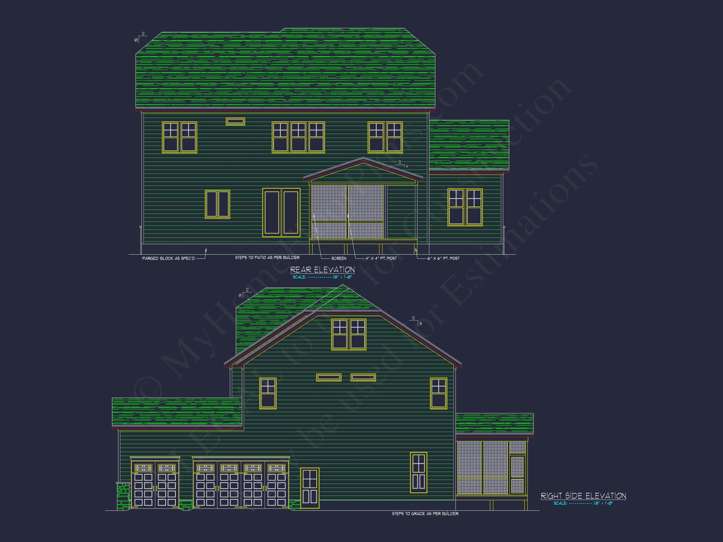 Elegant Home Plan with Detailed Blueprint & Modern Architecture