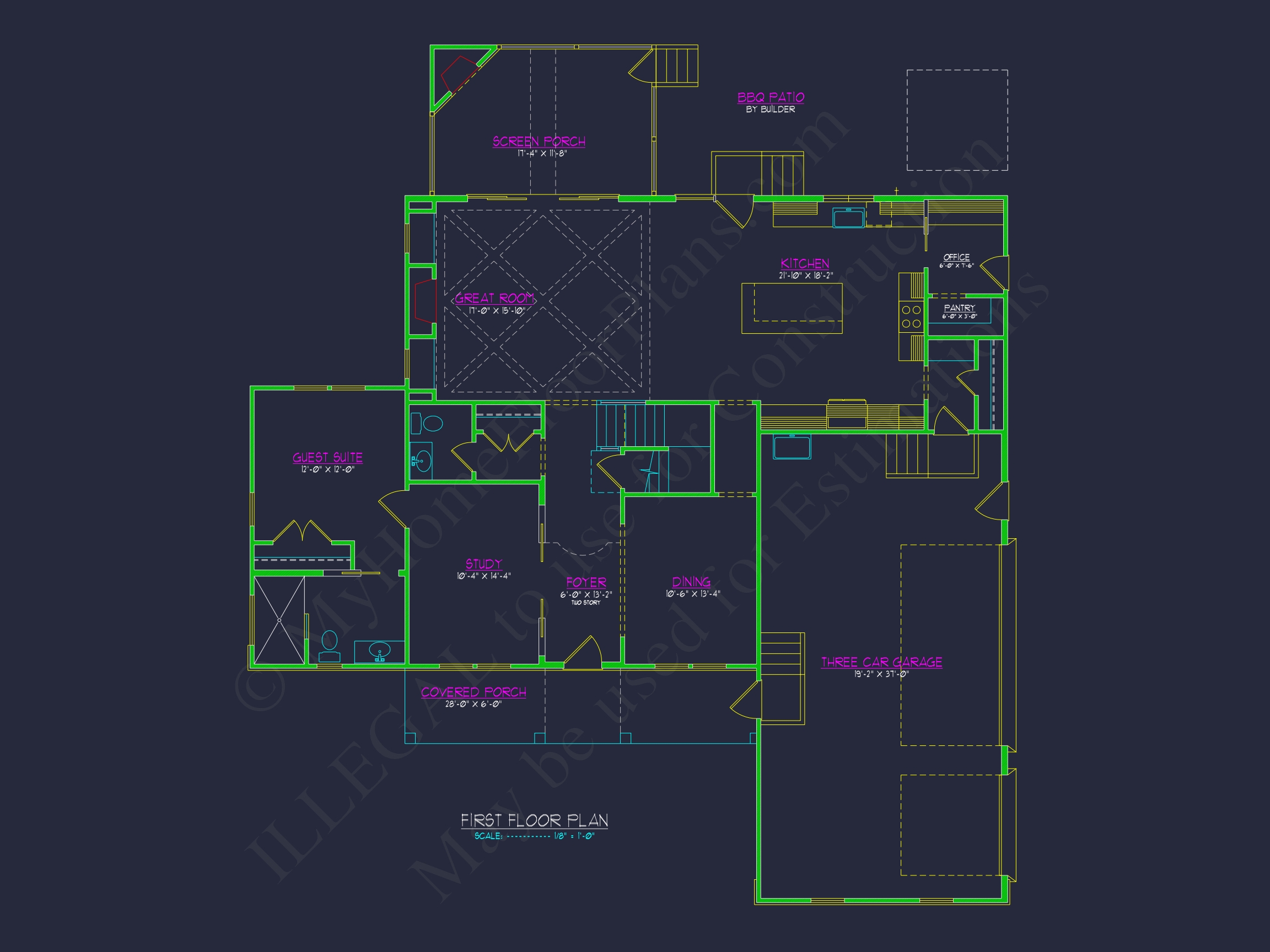 Elegant Home Plan with Detailed Blueprint & Modern Architecture