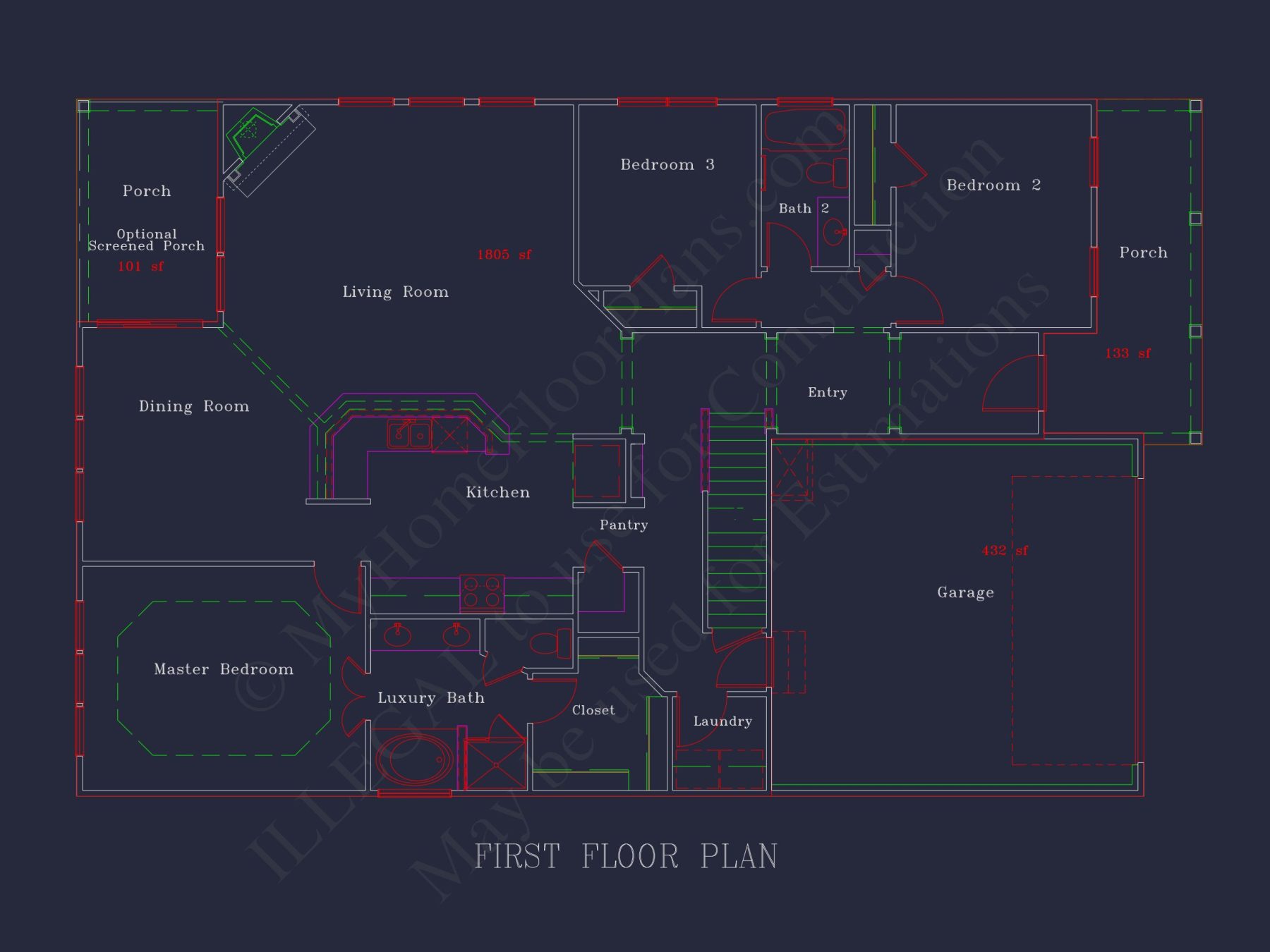 Elegant house Plan with Detailed Blueprint and Modern CAD Designs