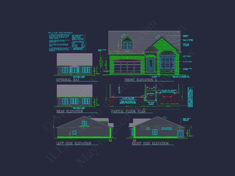 Elegant house Plan with Detailed Blueprint and Modern CAD Designs