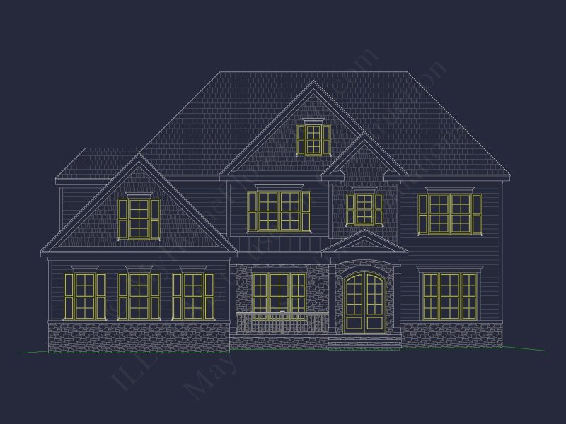 Elegant house Plan with Detailed Blueprints and 2-Story Design