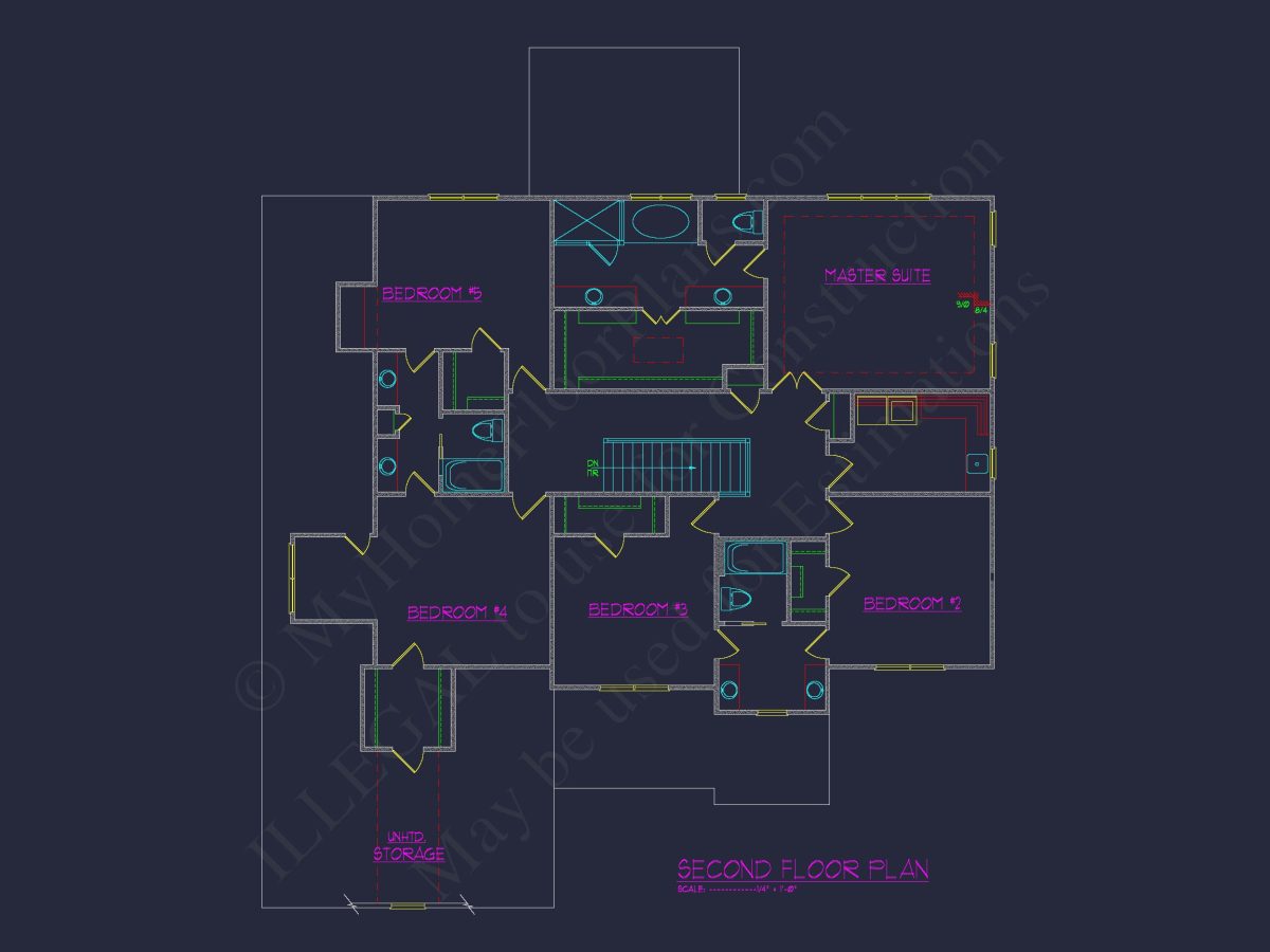 Elegant house Plan with Detailed Blueprints and 2-Story Design