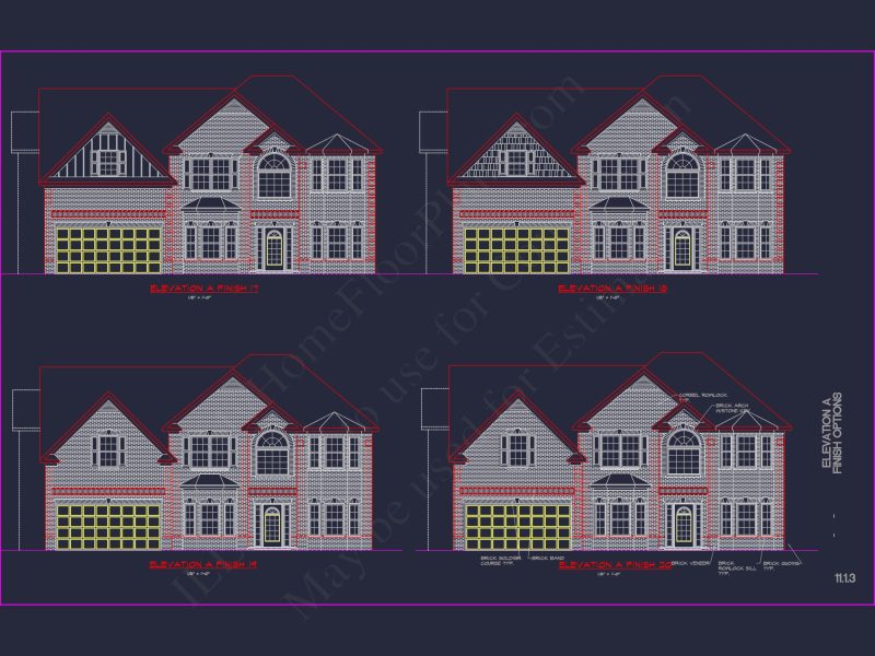 Elegant house Plan with Detailed CAD Blueprint Designs