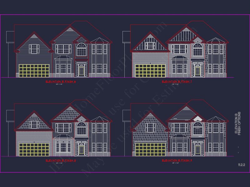 Elegant house Plan with Detailed CAD Blueprint Designs