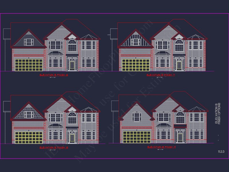 Elegant house Plan with Detailed CAD Blueprint Designs