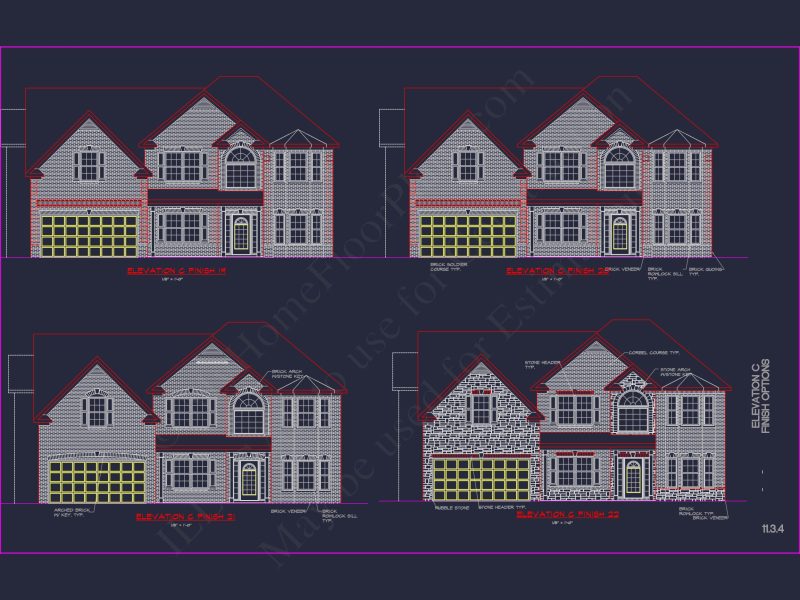 Elegant house Plan with Detailed CAD Blueprint Designs