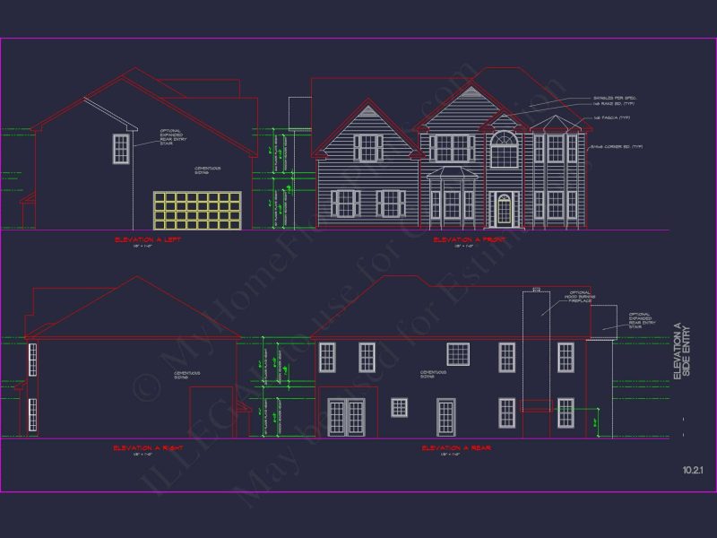 Elegant house Plan with Detailed CAD Blueprint Designs