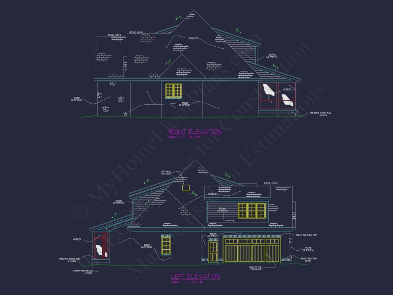 Elegant house Plan with Detailed Floor Blueprint Designs