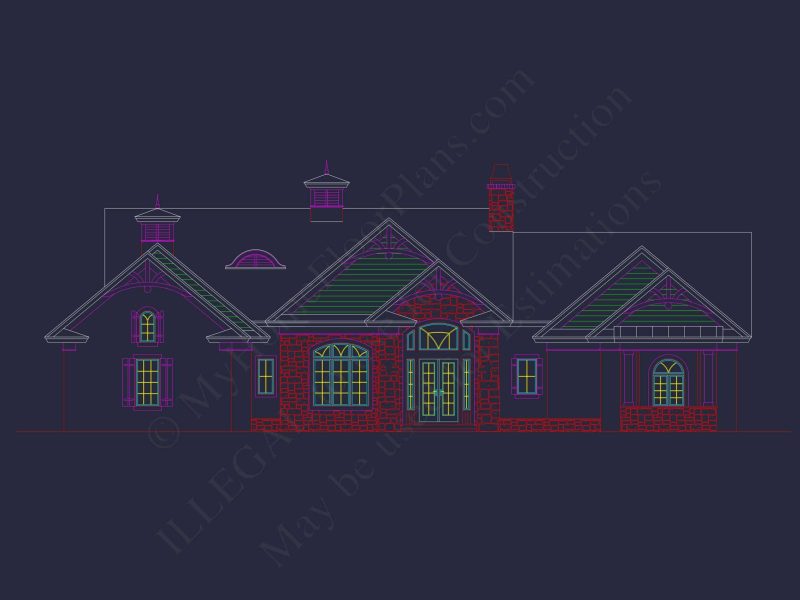 Elegant house Plan with Detailed Floor Blueprint and CAD Designs
