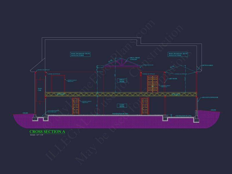 Elegant house Plan with Detailed Floor Blueprint and CAD Designs