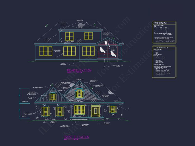 Elegant house Plan with Detailed Floor Plan, CAD Blueprint, and Architectural Designs