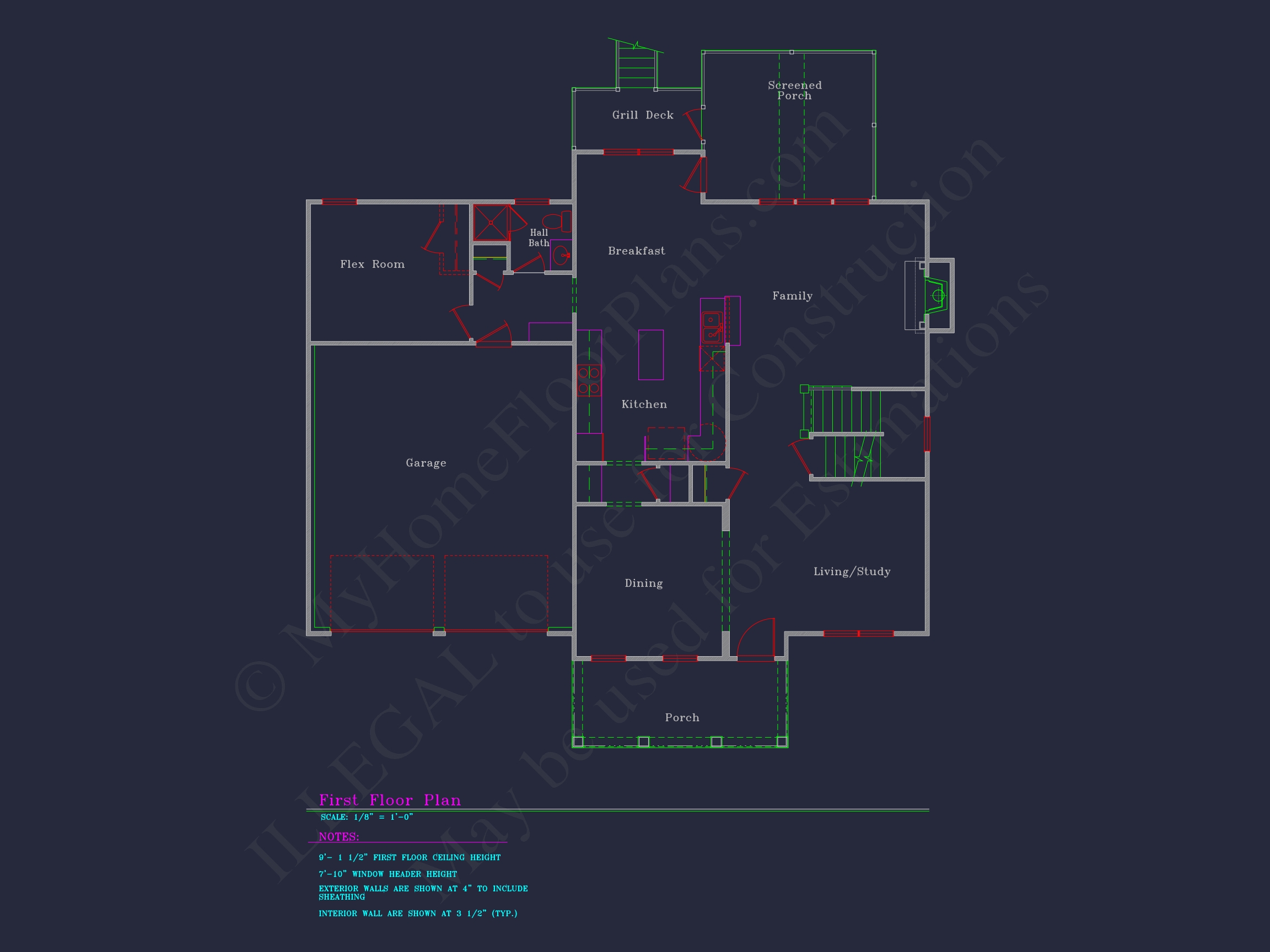 Elegant Home Plan with Detailed Floor Plans & CAD Designs