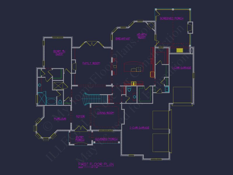 Elegant house Plan with Detailed Floor Plans and CAD Designs