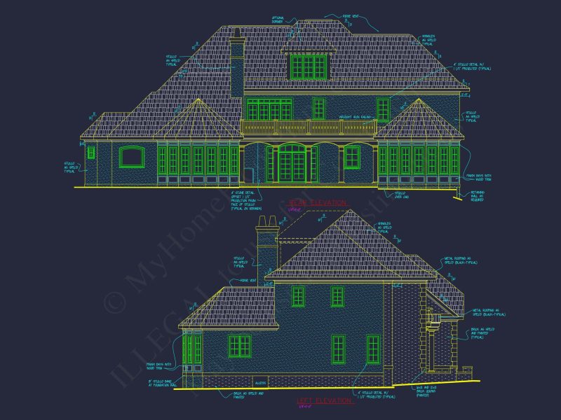 Elegant house Plan with Detailed Floor Plans, CAD Designs & Blueprint