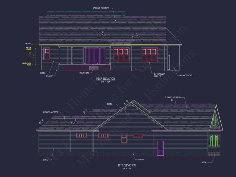 Elegant house Plan with Floor Plans, CAD Blueprint & Designs