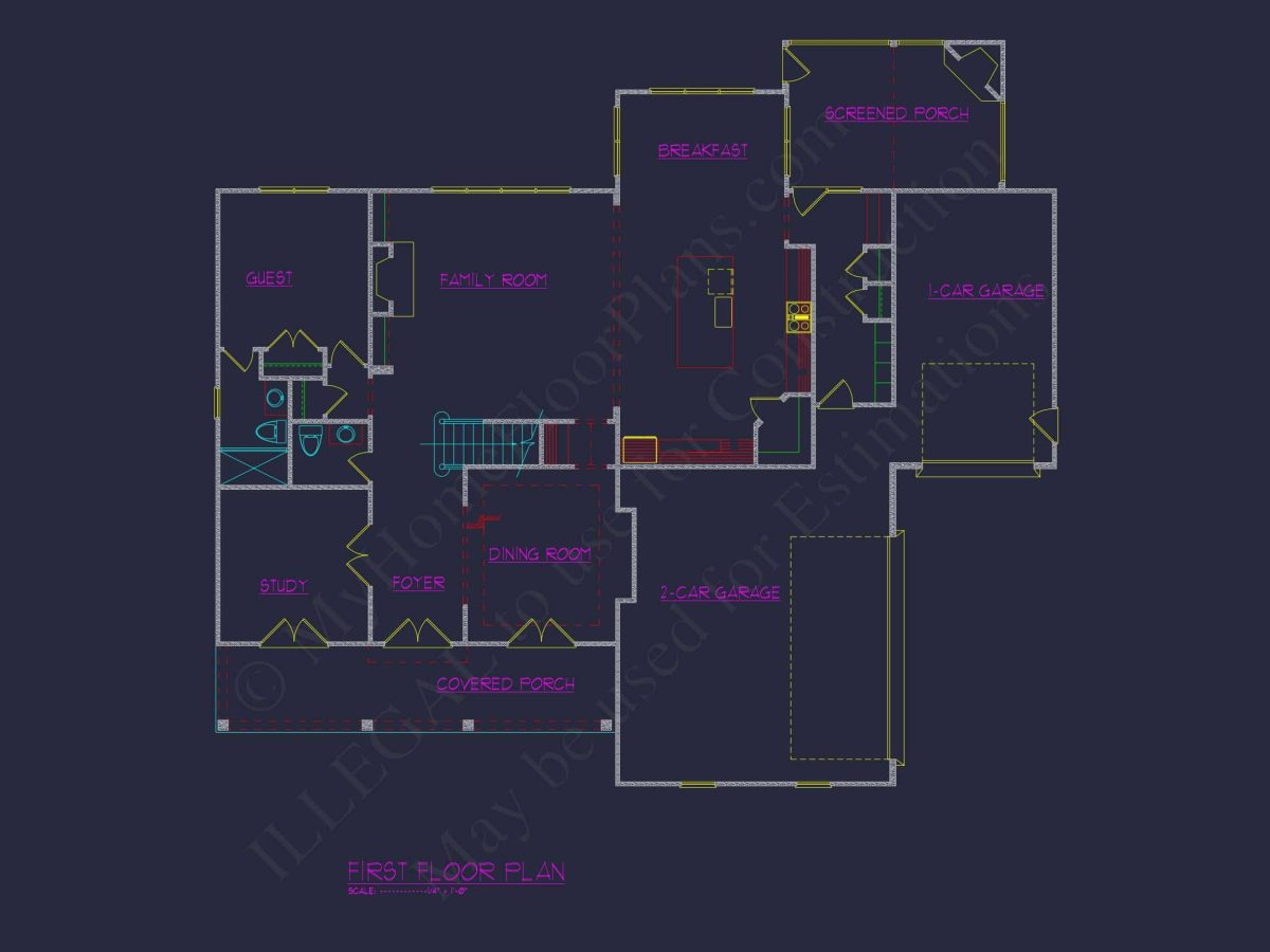 Elegant house Plan with Modern Floor Plan Designs and CAD Blueprints