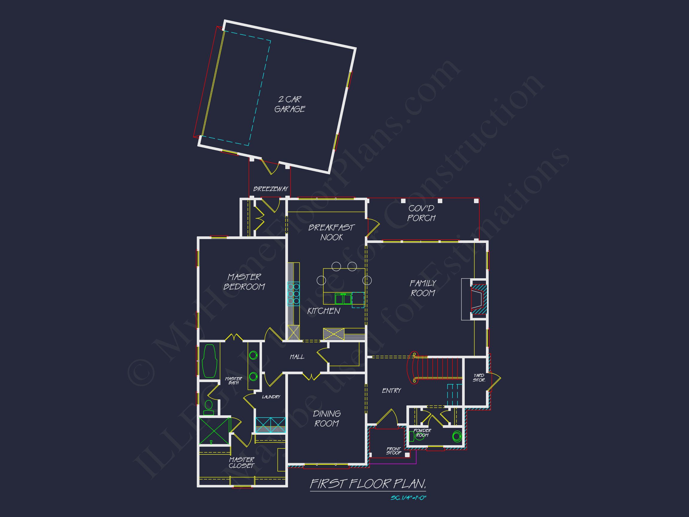 Elegant Home Plan with Open Floor Design and Architectural Blueprint