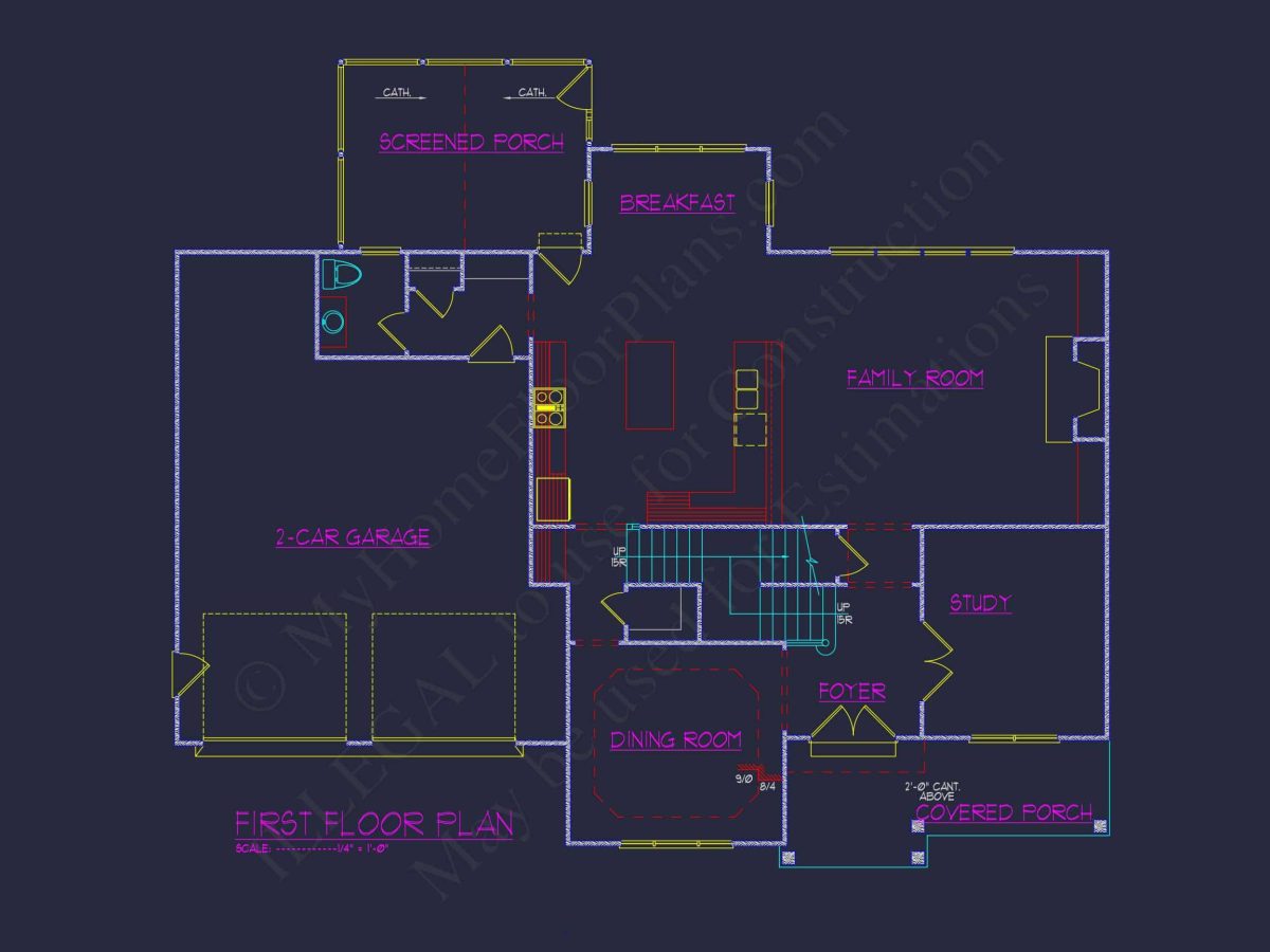 Elegant house Plan with Open Floor Plan, CAD & Blueprint Designs