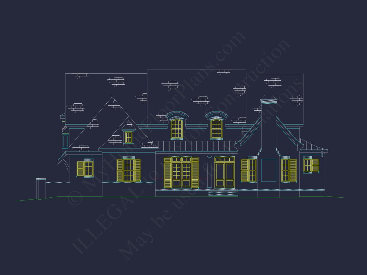 Elegant house Plan with Spacious Floor Design and CAD Blueprint