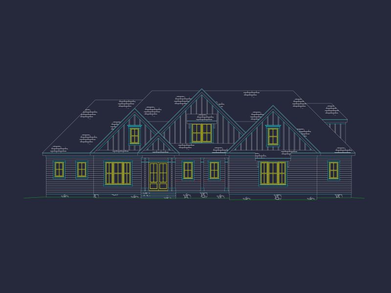 Elegant house Plan with Spacious Floor Design and CAD Blueprint