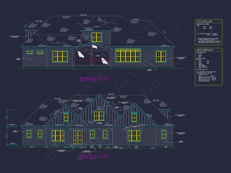 Elegant house Plan with Spacious Floor Design and CAD Blueprint