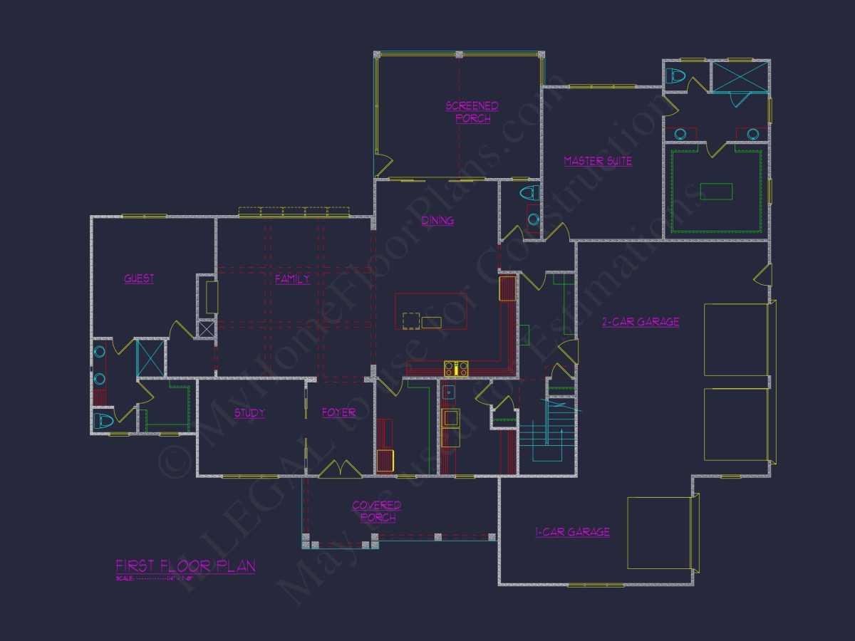 Elegant house Plan with Spacious Floor Design and CAD Blueprint