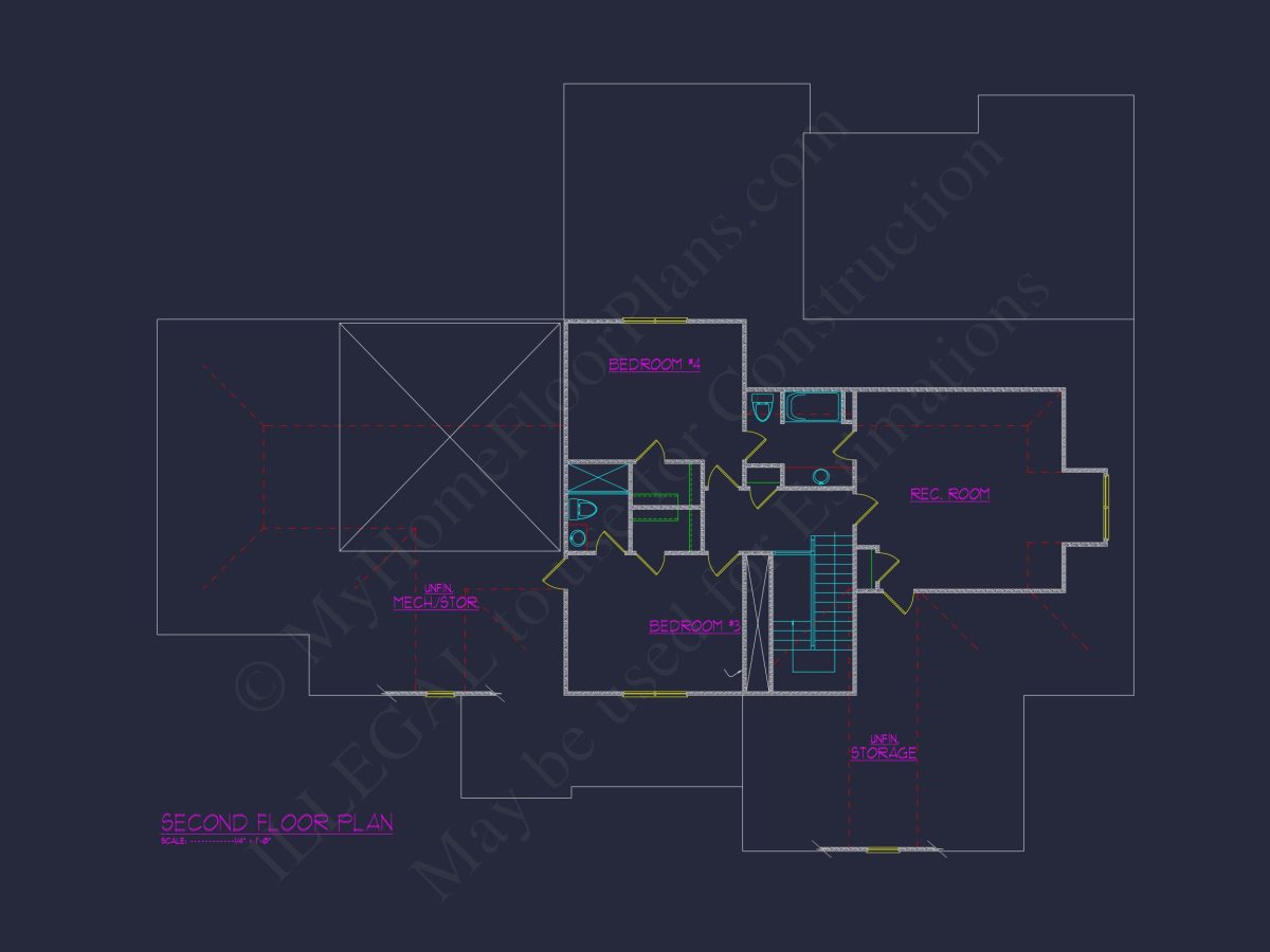 Elegant house Plan with Spacious Floor Design and CAD Blueprint