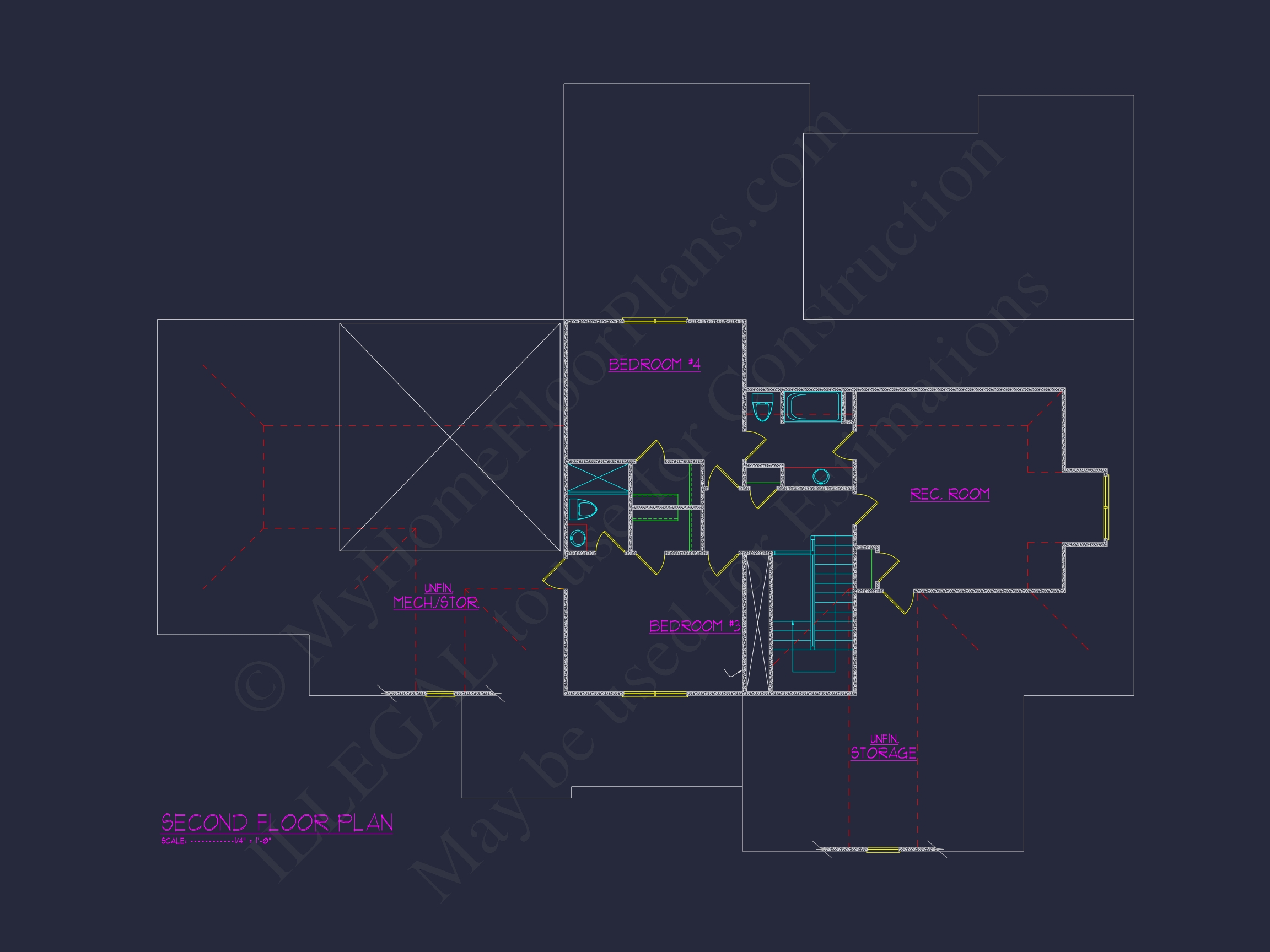 Elegant Home Plan with Spacious Floor Design and CAD Blueprint