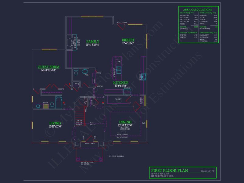 Elegant house Plan with Spacious Floor Designs and Blueprint